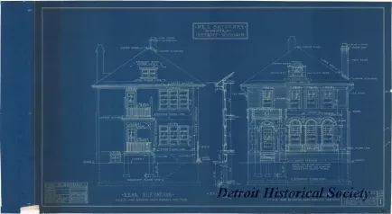 Blueprint - Rear Elevation [and] Front Elevation