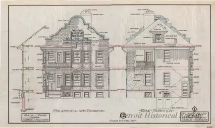 Drawing, Architectural - Philadelphia Ave. Elevation [and] Rear Elevation