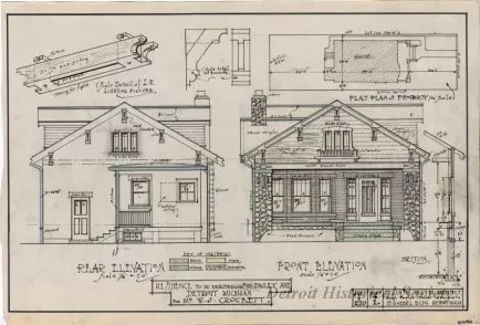 Drawing, Architectural - Residence to be Erected on Lot #721 Dailey Ave., Detroit, Michigan, 
for Mr. W. J. Crockett