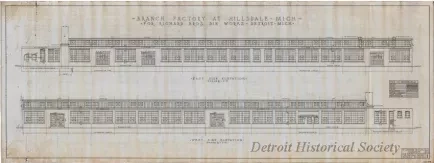 Drawing, Architectural - Branch Factory at Hillsdale, Michigan,
for Richard Bros. Die Works, Detroit, Michigan