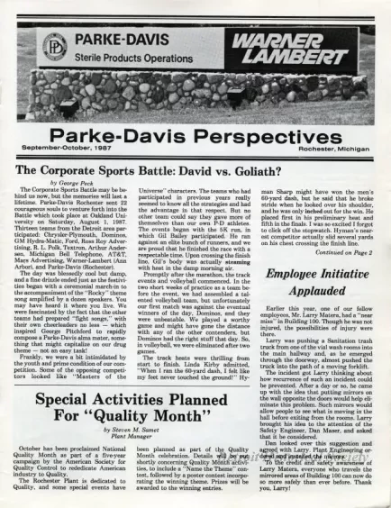 Newsletter - Parke-Davis Perspectives, September-October, 1987