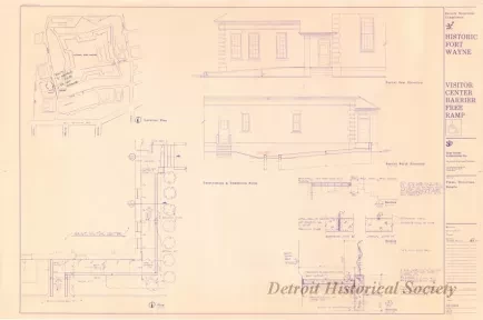 Blueprint - Historic Fort Wayne,
Visitor Center Barrier Free Ramp - 
Plans, Elevations, Details