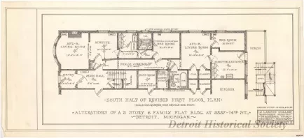 Drawing, Architectural - Alterations of a 3 Story, 6 Family Flat Bldg. at 3537 14th St., 
Detroit, Michigan