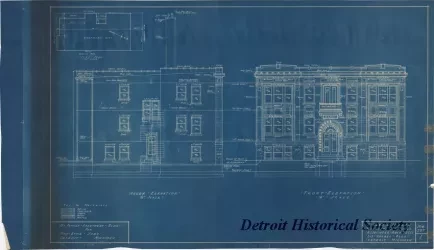 Blueprint - Alley Elevation,
Front Elevation