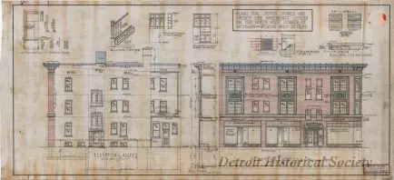 Drawing, Architectural - Plans for Seven Stores and Twenty-One Apartments Located on the North-West Corner of Michigan and Wesson Aves., Detroit, Michigan