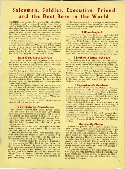 Pamphlet - We Congratulate Our Chief, Robert M. Kerr On this, his Fiftieth Business Anniversary