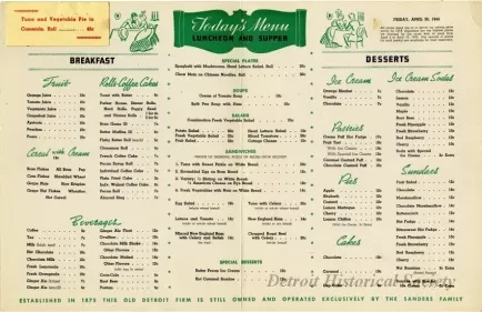 Menu - The Sanders Menu, Vol. 2, No. 8