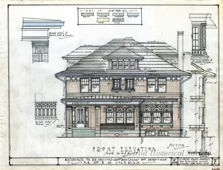 Drawing, Architectural - Residence to be Erected on Lot #346, Chicago Blvd., Detroit , Mich., 
for Mr. E. M. Coleman