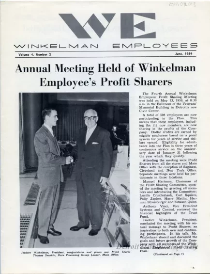 Newsletter - WE Winkelman Employees, Vol. 4, No. 2
June, 1959
