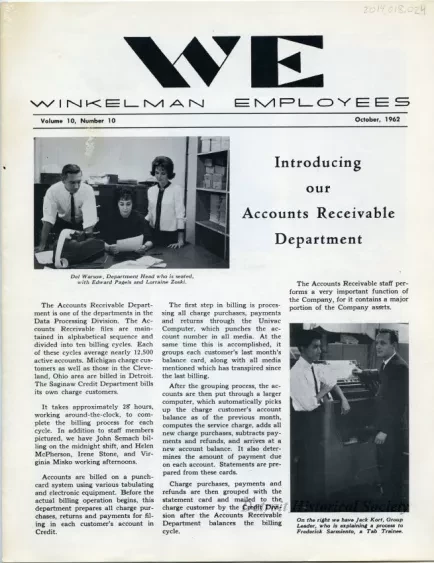 Newsletter - WE Winkelman Employees, vol. 10, no. 10
October, 1962