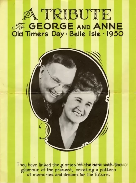Pamphlet - A Tribute to George and Anne, Old Timers Day, Belle Isle, 1950