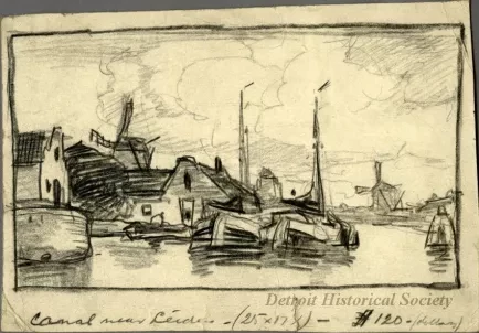 Drawing - Canal near Leiden