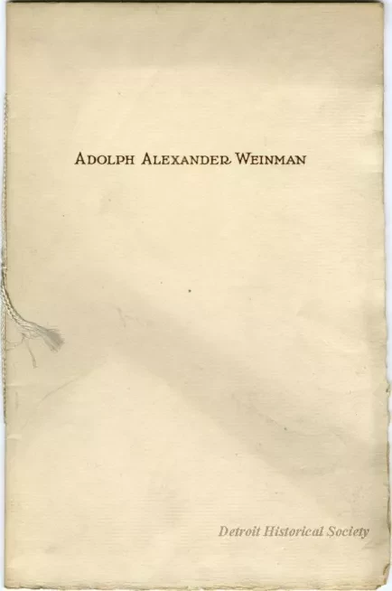 Booklet - Adolph Alexander Weinman