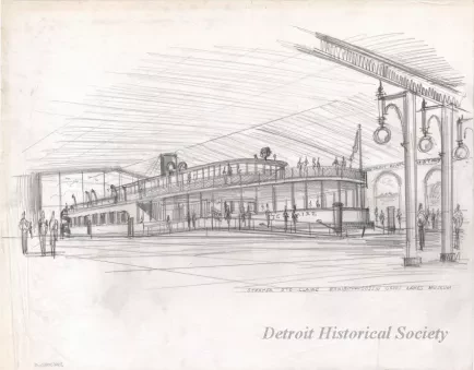 Drawing - Steamer Ste. Claire Exhibit - Dossin Great Lakes Museum