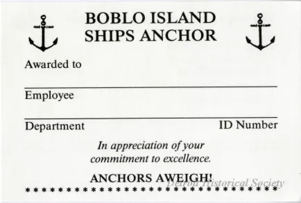 Award - Bob-Lo Island Ships Anchor Award