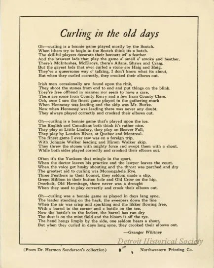 Poem - Curling in the old days