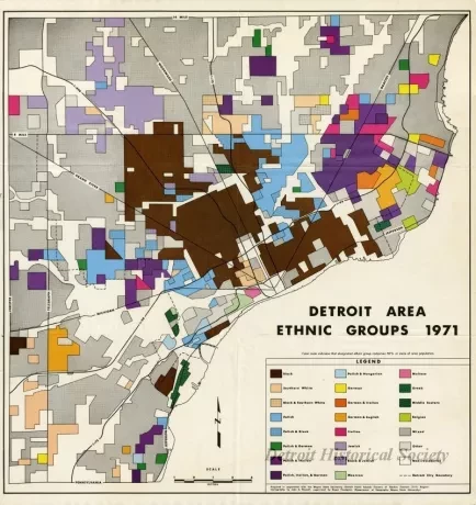 Map - Detroit Area Ethnic Groups 1971