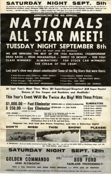 Advertisement - Nationals All Star Meet!
World Championship Drag Races!!