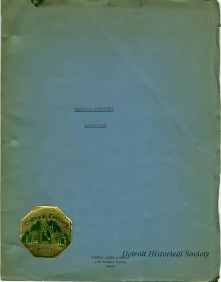 Report - Elmwood Cemetery Centennial Report 1846-1946