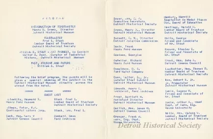 Program - Air Pioneer, William B. Stout