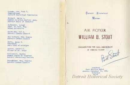 Program - Air Pioneer, William B. Stout