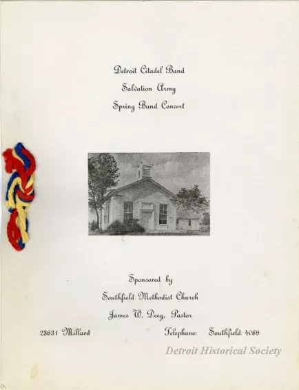 Program, Concert - Detroit Citadel Band Salvation Army Spring Band concert sponsored by Southfield Methodist Church