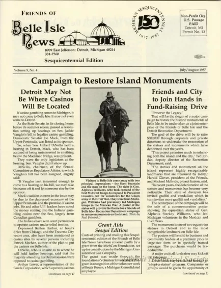 Newsletter - Friends of Belle Isle News, Vol. 9, No. 4