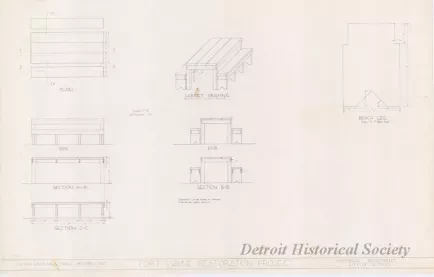 Drawing, Technical - Civil War Mess Hall Table - Building 507,
Fort Wayne Restoration Project
