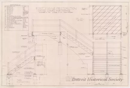 Drawing, Technical - Fort Wayne Restoration, Wood Stairs for Parade