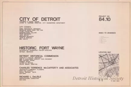 Blueprint - Historic Fort Wayne,
Interpretive Promenade - Visitor Overlook,
Detroit, Michigan.