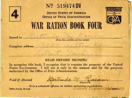 Book, Ration - War Ration Book Four