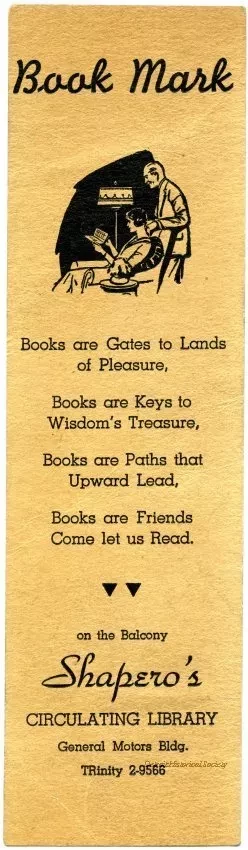 Bookmark - Book Mark,
Shapero's Circulating Library