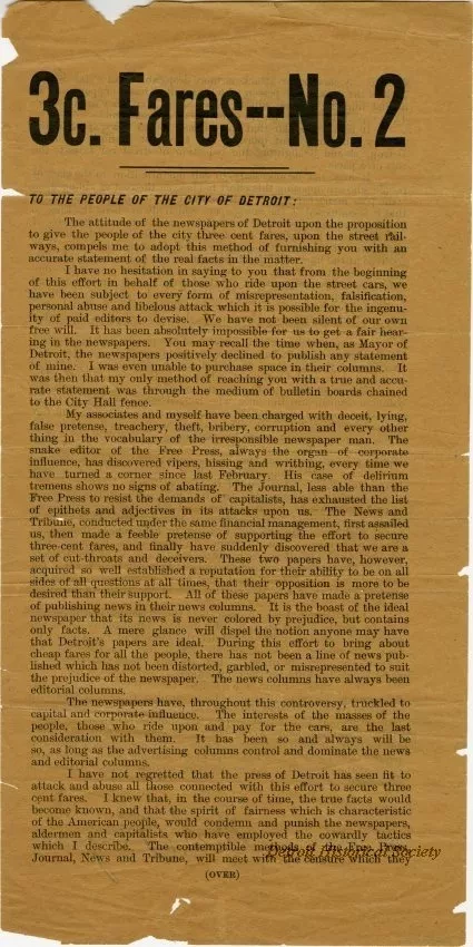 Handbill - 3¢ Fares--No. 2