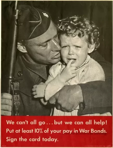 Poster - We can't all go ... but we can all help! Put at least 10% of your pay in War Bonds. Sign the card today