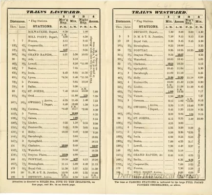 Schedule - Detroit and Milwaukee Railway, No. 20, Private Time Table of Passenger and Freight Trains; And Special Instructions for the Exclusive Use of Conductors, Enginemen, &c. to take effect on Monday, September 6, 1858.