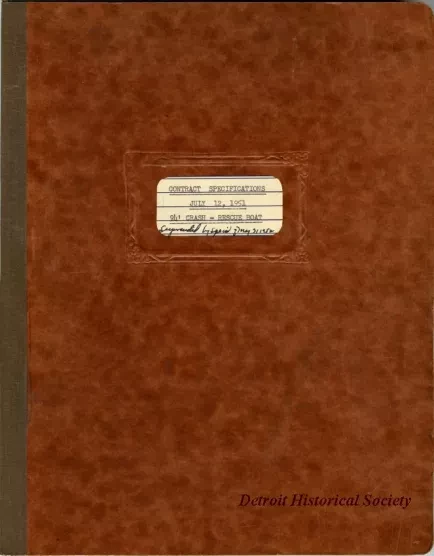 Specification - Contract Specifications, July 12, 1951, 94' Crash - Rescue Boat