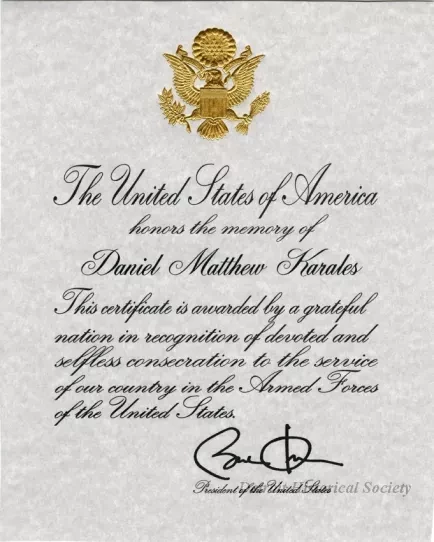 Certificate, Commemorative