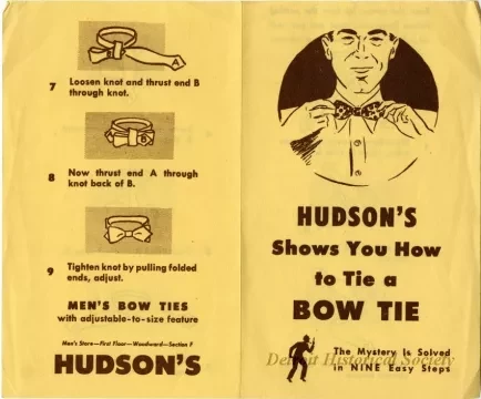 Pamphlet, Instruction - Hudson's Shows You How to Tie a Bow Tie