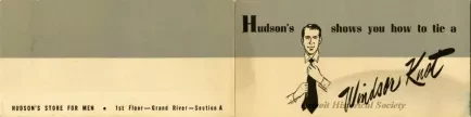 Pamphlet, Instruction - Hudson's Shows You How to Tie a Windsor Knot