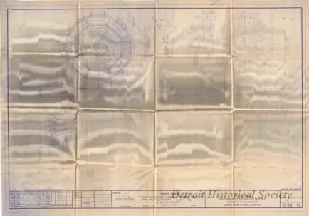 Blueprint - Water Tower - Plan and Sectional Elevations of Water Tower from Field Measurements.  Built in 1876.  J. E. Sparks, Architect.  Razed in 1945,