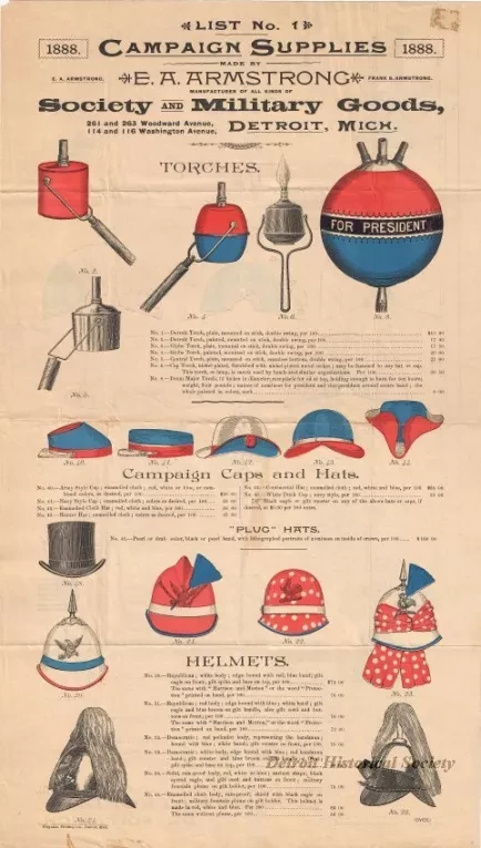 Advertisement - List No. 1, Campaign Supplies Made by E. A. Armstrong