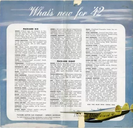 Brochure - Packard Clippers Six and Eight - Special and Custom - For 1942