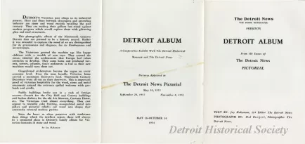 Pamphlet - The Detroit News, The Home Newspaper, Presents Detroit Album, From the Issues of The Detroit News Pictorial