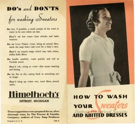Pamphlet, Instruction - How To Wash Your Sweaters and Knitted Dresses