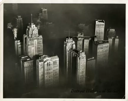 Print, Photographic - Down Town Detroit Enveloped in Fog