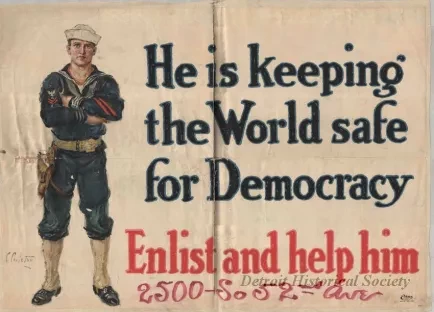 Poster - He is keeping the World safe for Democracy  Enlist and help him
