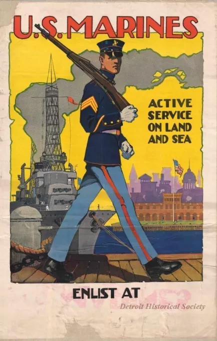 Poster - U.S. Marines - Active Service on Land and Sea