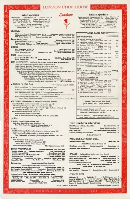 Menu - London Chop House