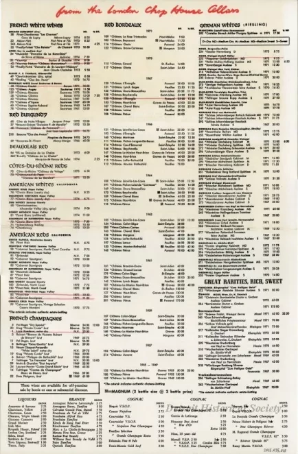 Menu - London Chop House