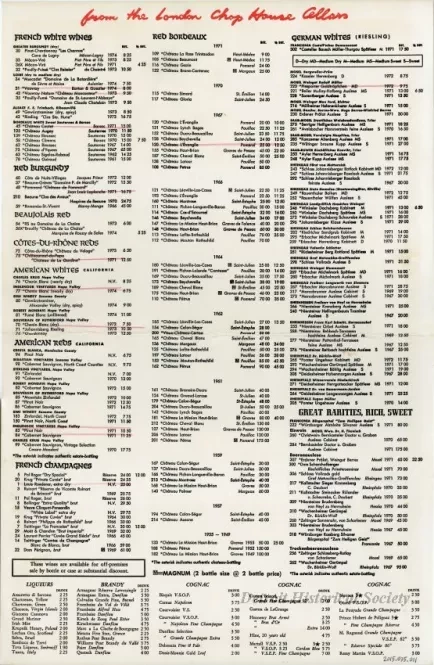 Menu - London Chop House